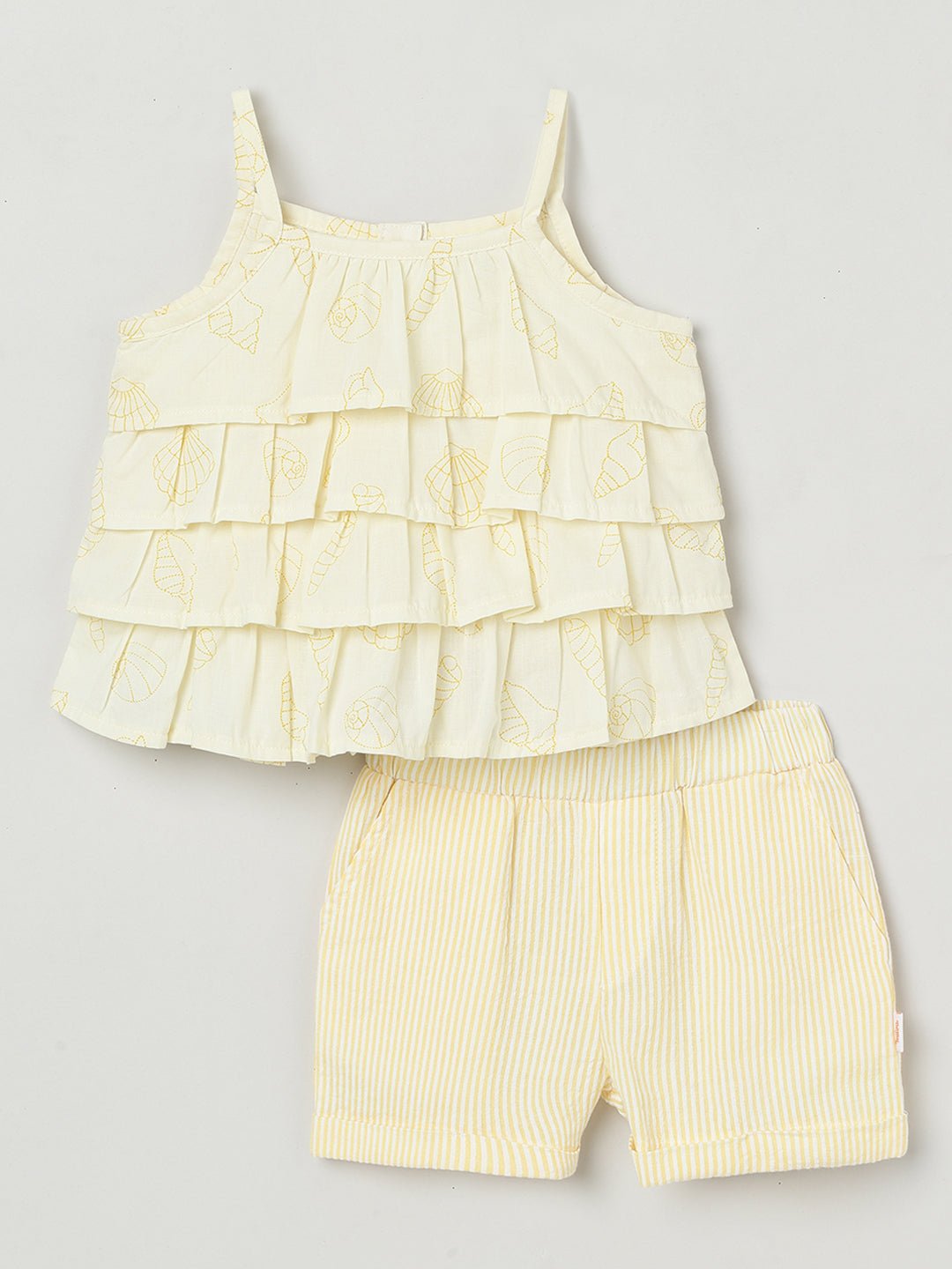 Milou Girls Flared Top & Shorts Co-ord Set Pastel Yellow - Milou - Care. The Swiss WaySets & Suits