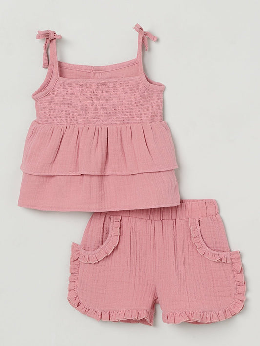Milou Girls Flared Top & Shorts Co-ord Set Pink Set - Milou - Care. The Swiss WaySets & Suits