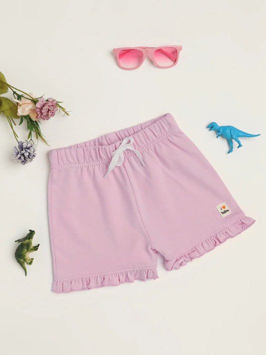 Milou Girls Mid Thigh Solid Frilled Hem Shorts Pink - Milou - Care. The Swiss WayShorts