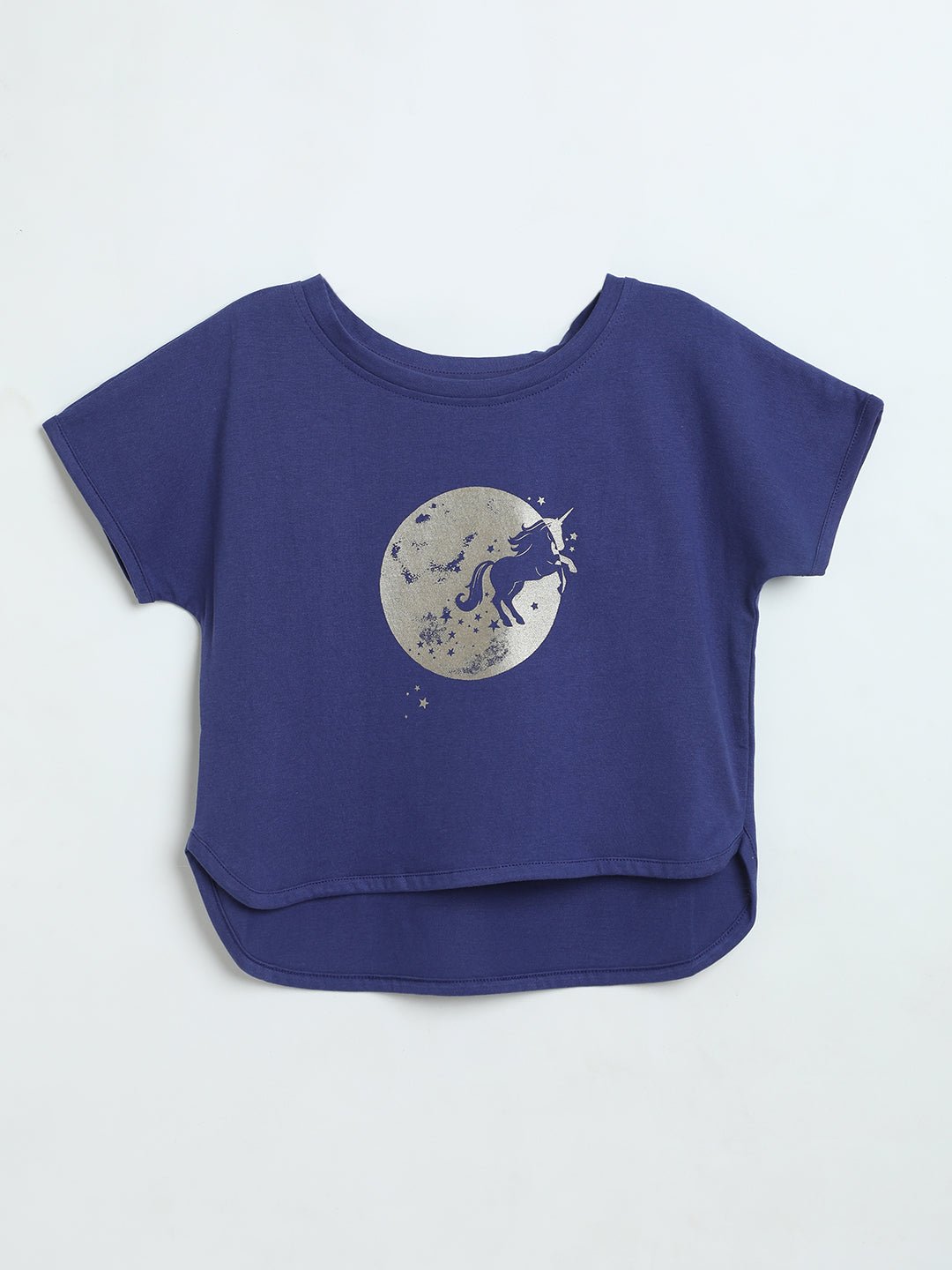 Milou Girls Moon Graphic T-Shirt Indigo Blue - Milou - Care. The Swiss WayTops & T-shirts