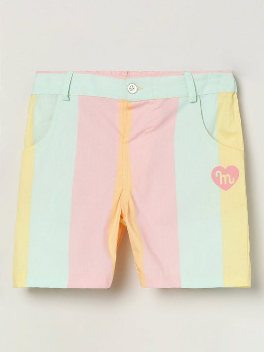 Milou Girls Pastel Stripe Cotton Shorts Pastel Stripe - Milou - Care. The Swiss WayShorts