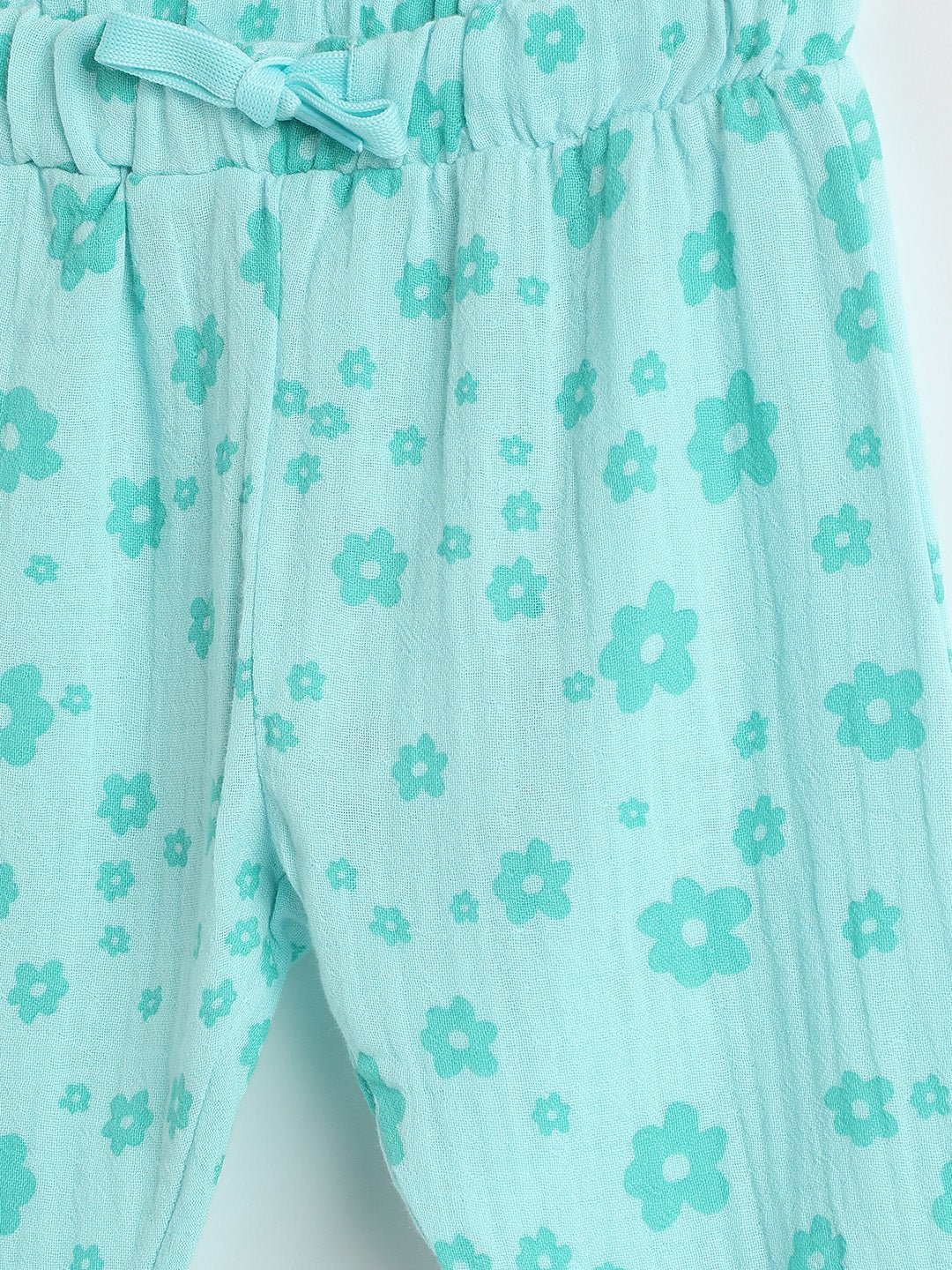Milou Girls Printed Pull-Up Jogger Pants Mint Floral Print - Milou - Care. The Swiss WayJeans & Trousers