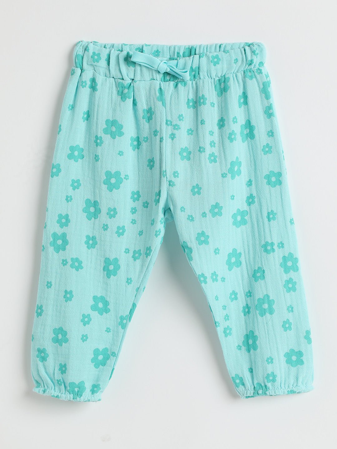 Milou Girls Printed Pull-Up Jogger Pants Mint Floral Print - Milou - Care. The Swiss WayJeans & Trousers