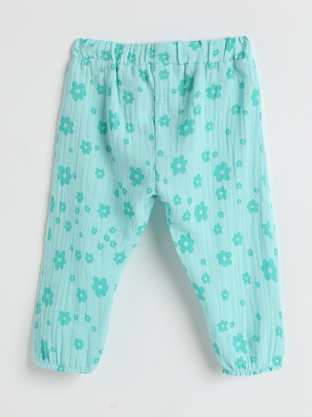 Milou Girls Printed Pull-Up Jogger Pants Mint Floral Print - Milou - Care. The Swiss WayJeans & Trousers