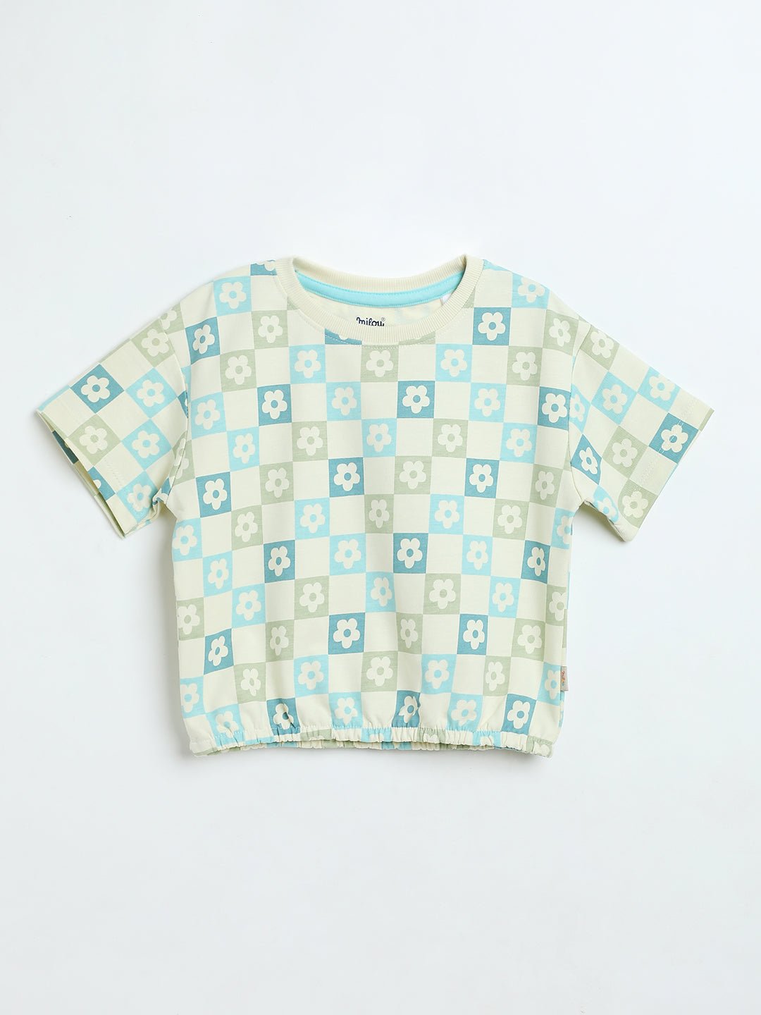 Milou Girls Printed T-Shirt Mint Check Print - Milou - Care. The Swiss WayTops & T-shirts