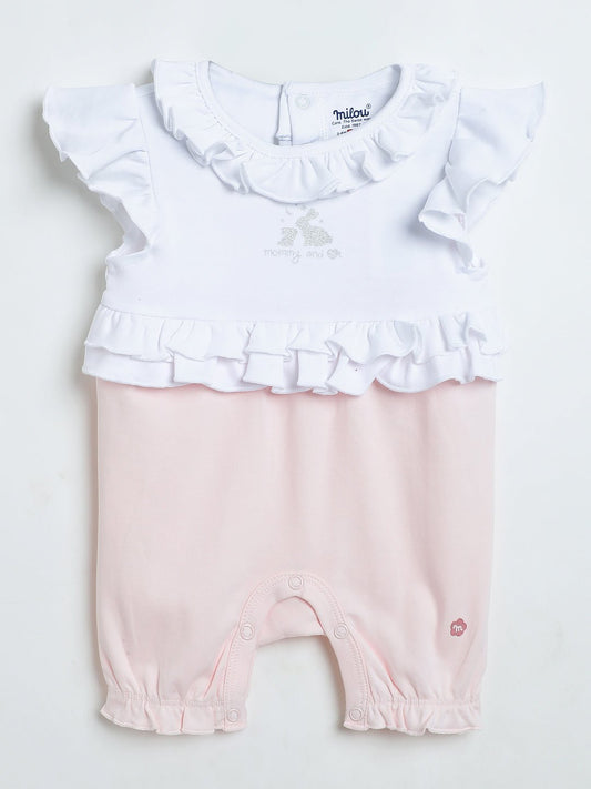 Milou Infant Girls Frill Sleeve Romper White & Pink - Milou - Care. The Swiss WayRomper