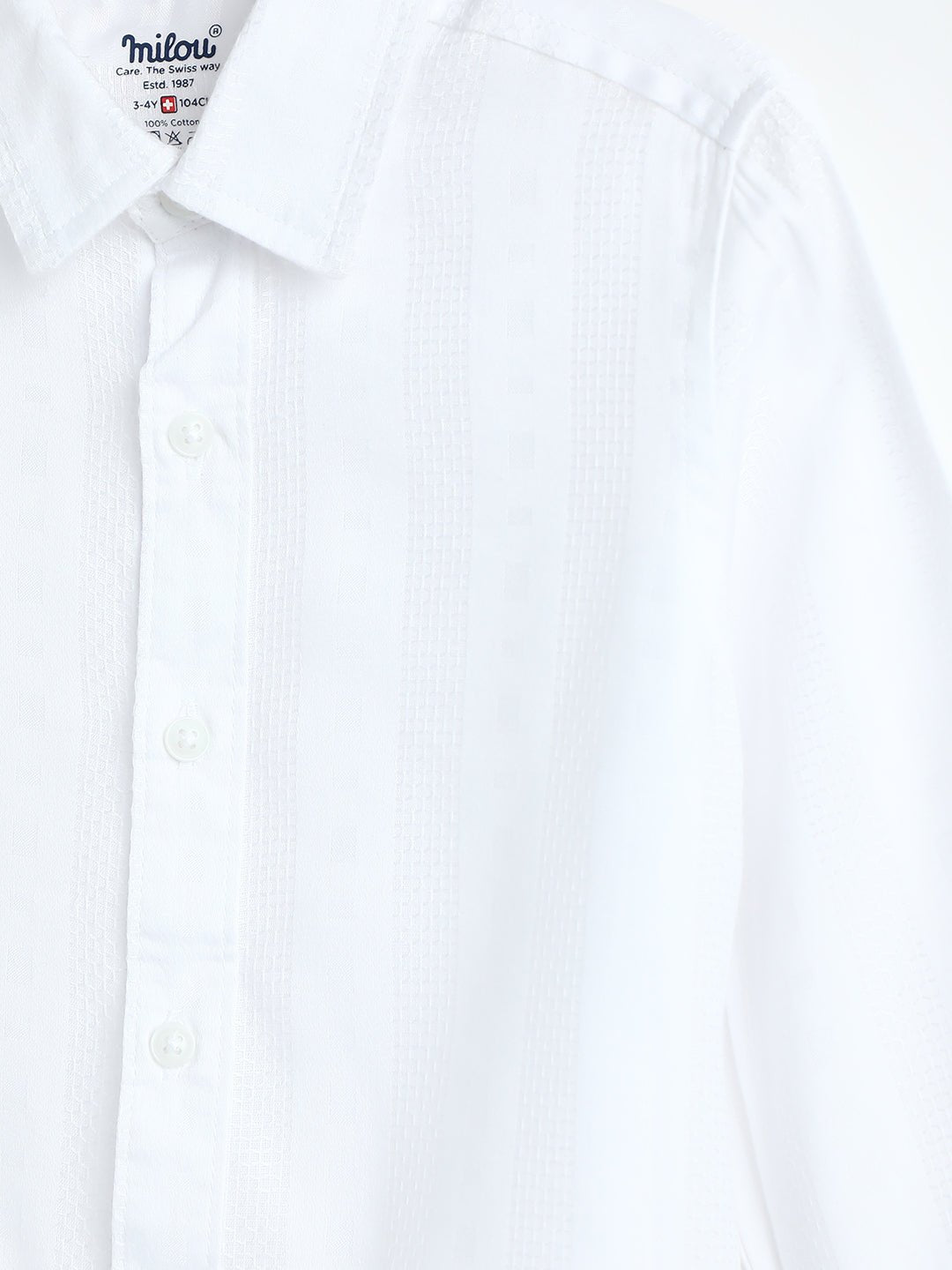 Milou Kids Boys Cotton Full Sleeve Bio-Washed Shirt White - Milou - Care. The Swiss WayShirt