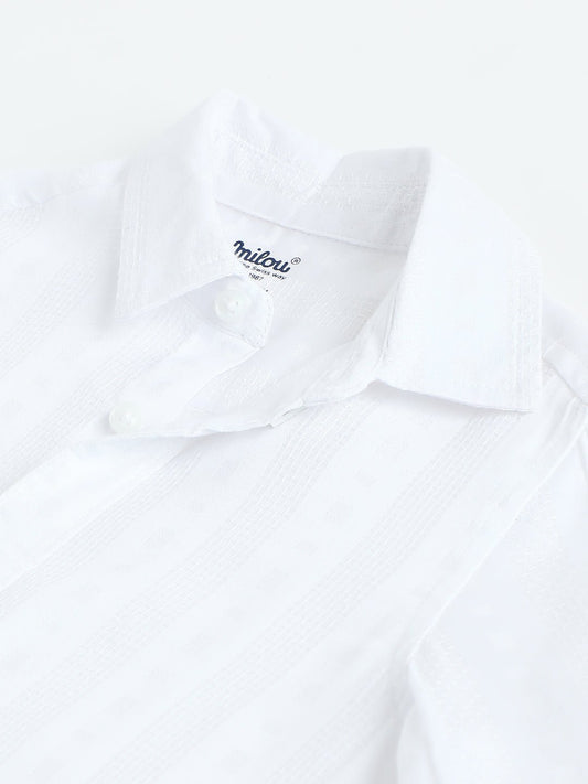 Milou Kids Boys Cotton Full Sleeve Bio-Washed Shirt White - Milou - Care. The Swiss WayShirt