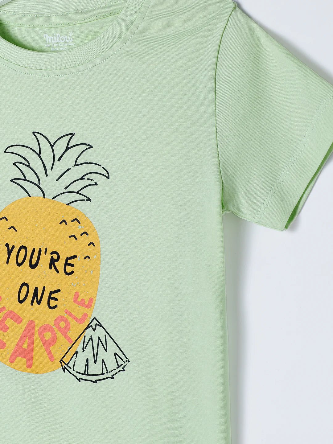 Milou Kids Boys Green Cotton T-Shirt Pineapple Graphic Print - Milou - Care. The Swiss WayT-Shirt