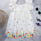 Toddler girls white floral cotton dress - front view | Milou Kids