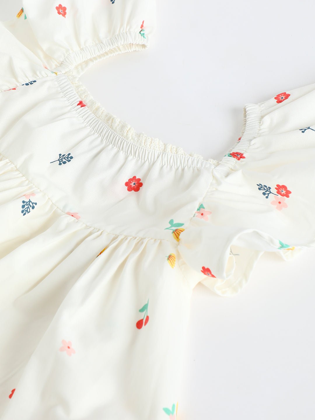 Milou Toddler Girls Cotton Printed Dress White Floral Print - Milou - Care. The Swiss WayDress