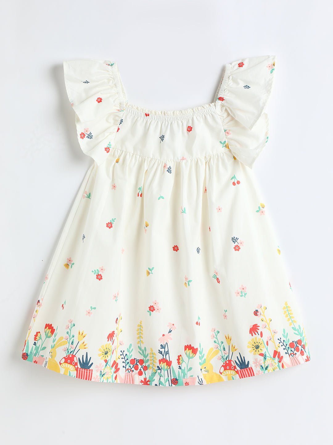 Milou Toddler Girls Cotton Printed Dress White Floral Print - Milou - Care. The Swiss WayDress