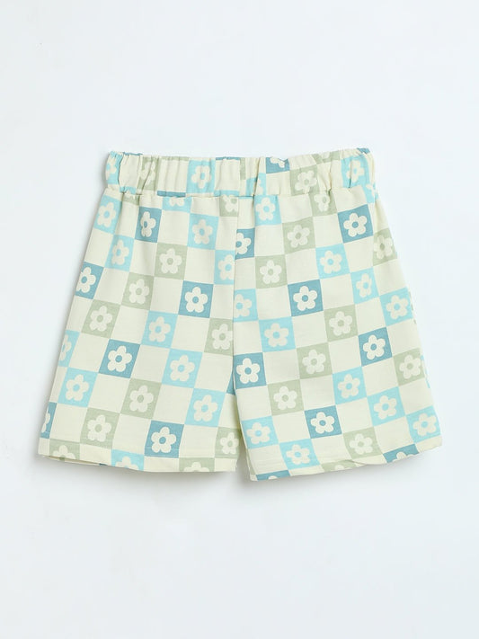 Milou Toddler Girls Cotton Shorts Light Blue Check - Milou - Care. The Swiss WayShorts